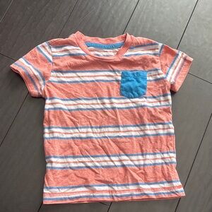 Okie Dokie Coral Striped Tee with Blue Pocket